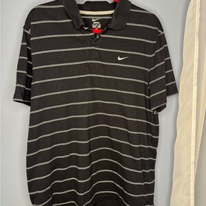 Nike Black and White Polo Shirt Sporty Striped Design
